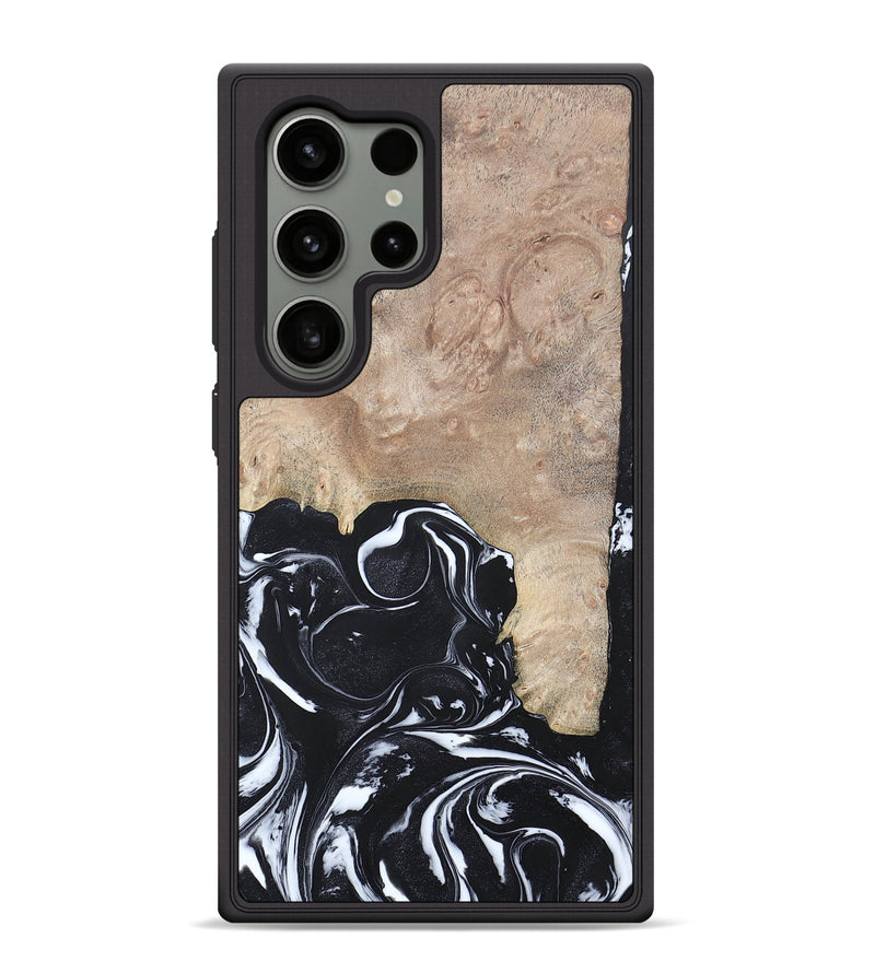 Galaxy S24 Ultra Wood+Resin Phone Case - Aria (Black & White, 692388)