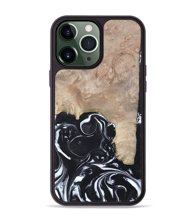 iPhone 13 Pro Max Wood+Resin Phone Case - Aria (Black & White, 692388)