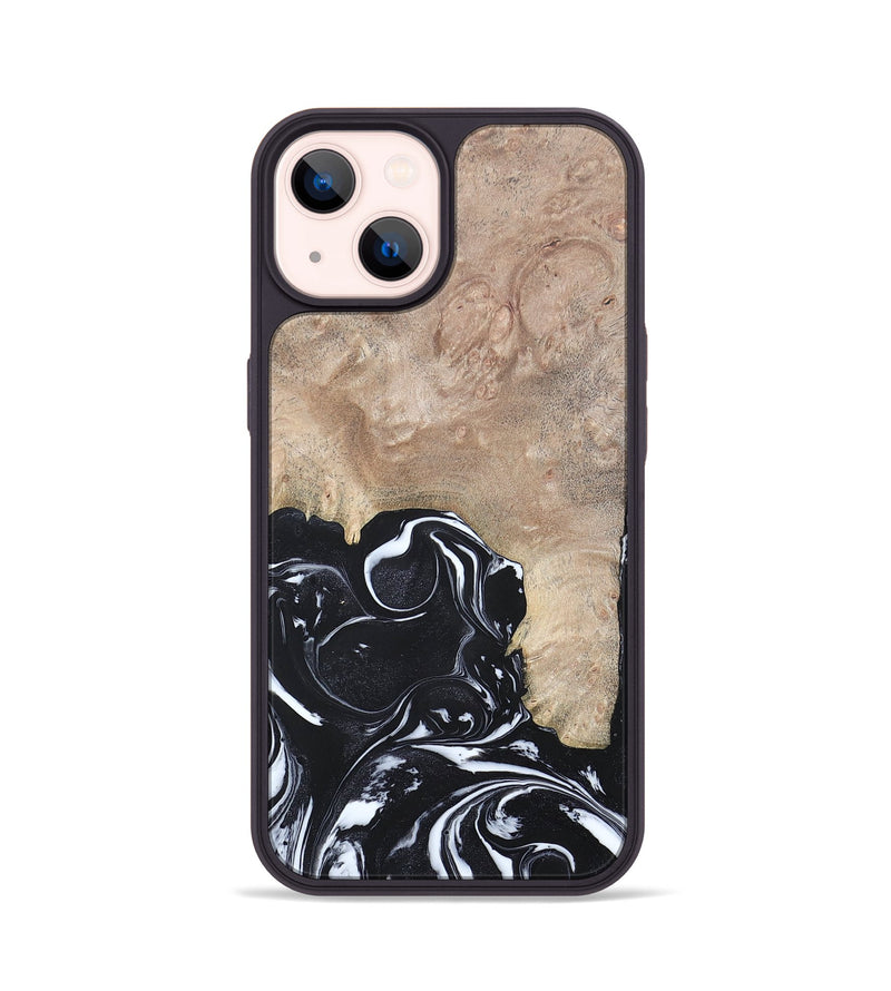 iPhone 14 Wood+Resin Phone Case - Aria (Black & White, 692388)