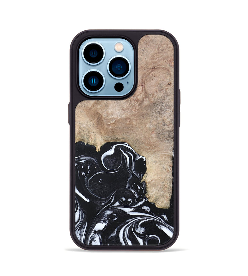 iPhone 14 Pro Wood+Resin Phone Case - Aria (Black & White, 692388)