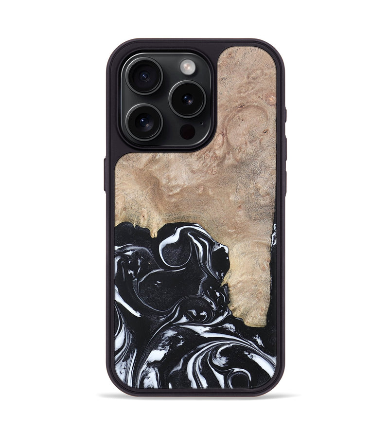 iPhone 15 Pro Wood+Resin Phone Case - Aria (Black & White, 692388)