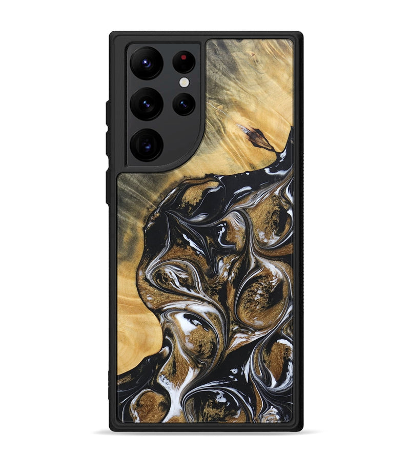 Galaxy S22 Ultra Wood+Resin Phone Case - Rihanna (Black & White, 692389)