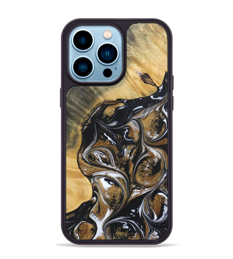 iPhone 14 Pro Max Wood+Resin Phone Case - Rihanna (Black & White, 692389)