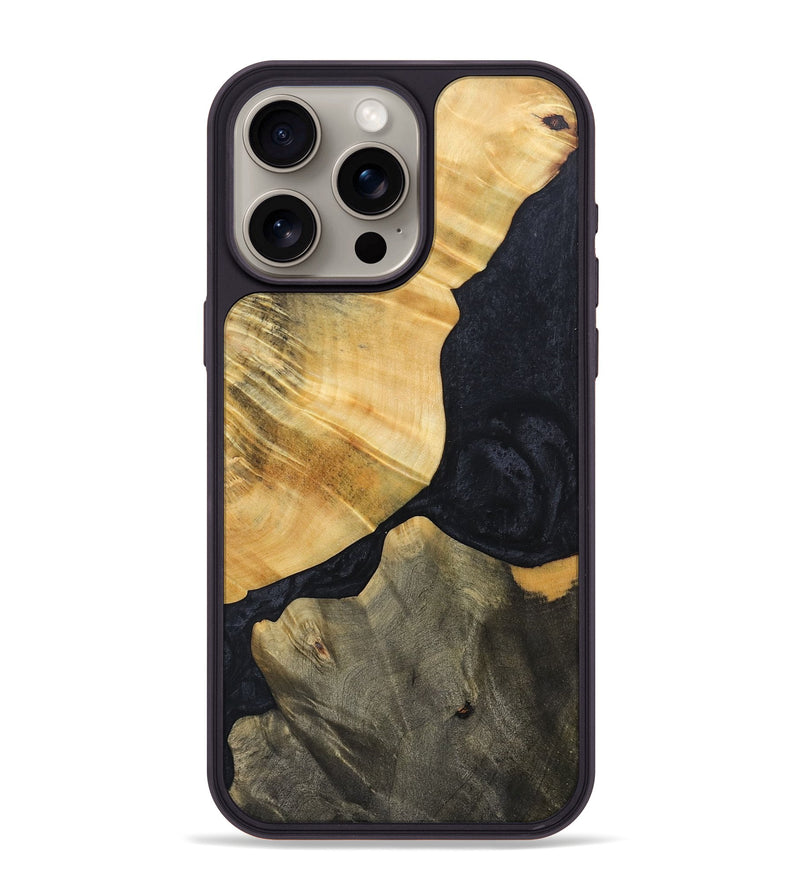 iPhone 15 Pro Max Wood+Resin Phone Case - Luther (Pure Black, 692401)
