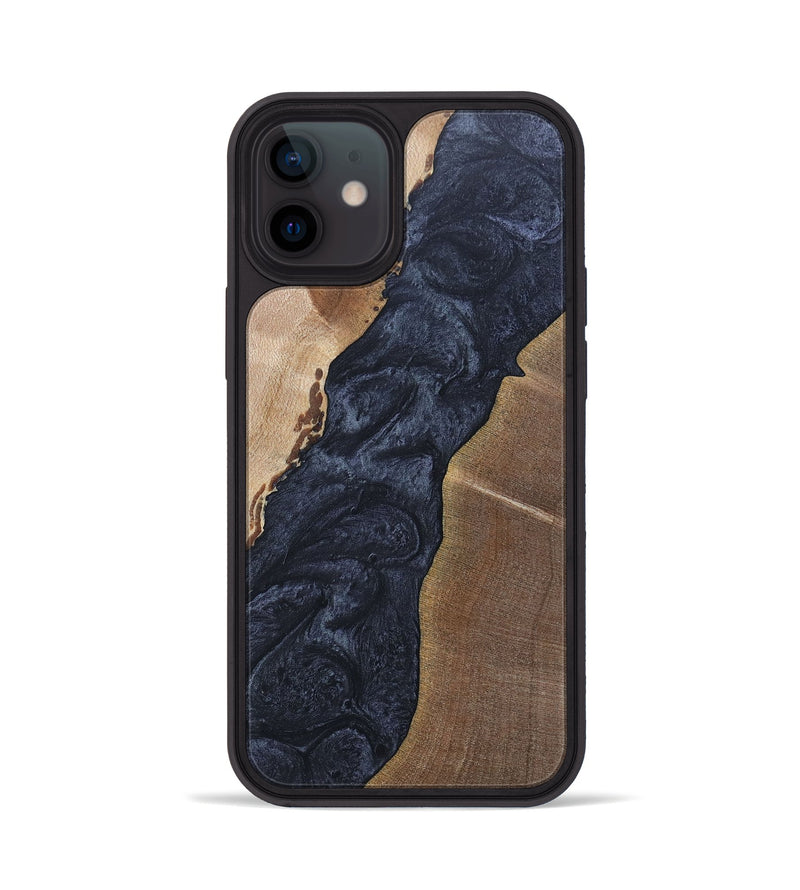 iPhone 12 Wood+Resin Phone Case - Amaya (Pure Black, 692414)