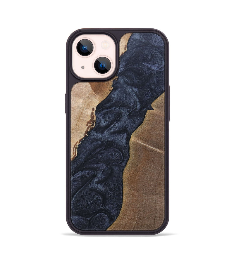 iPhone 14 Wood+Resin Phone Case - Amaya (Pure Black, 692414)