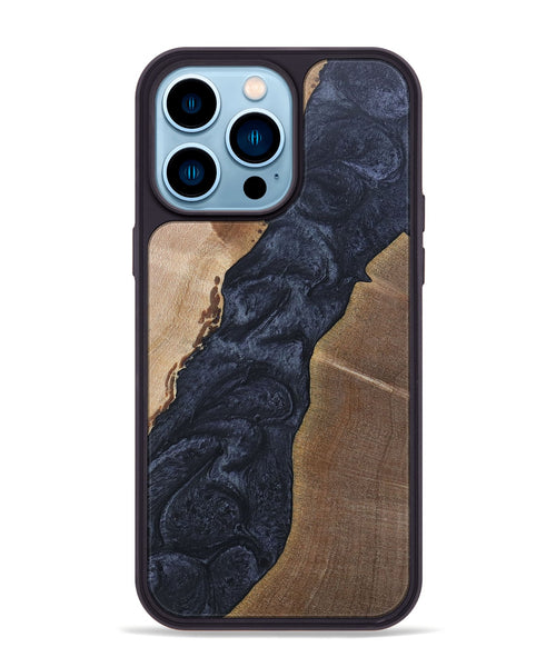 iPhone 14 Pro Max Wood+Resin Phone Case - Amaya (Pure Black, 692414)