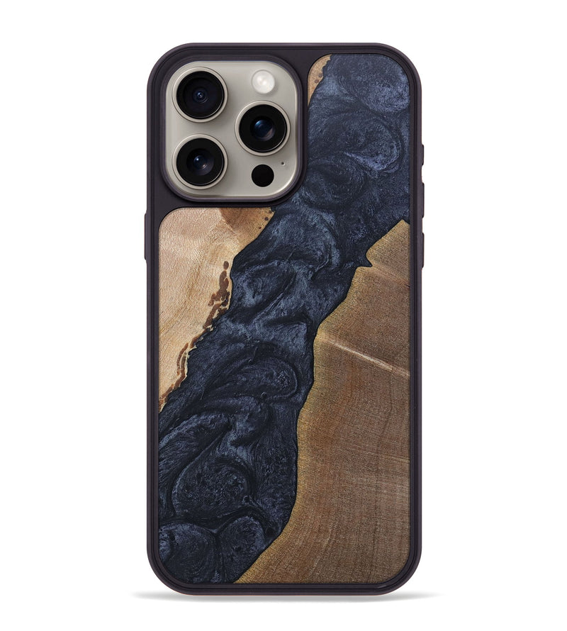 iPhone 15 Pro Max Wood+Resin Phone Case - Amaya (Pure Black, 692414)