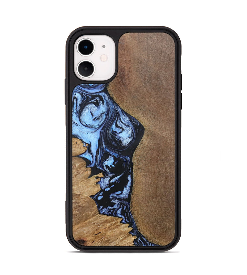iPhone 11 Wood+Resin Phone Case - Sheena (Blue, 692418)