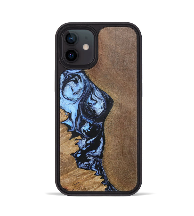 iPhone 12 Wood+Resin Phone Case - Sheena (Blue, 692418)