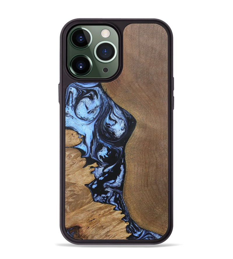 iPhone 13 Pro Max Wood+Resin Phone Case - Sheena (Blue, 692418)