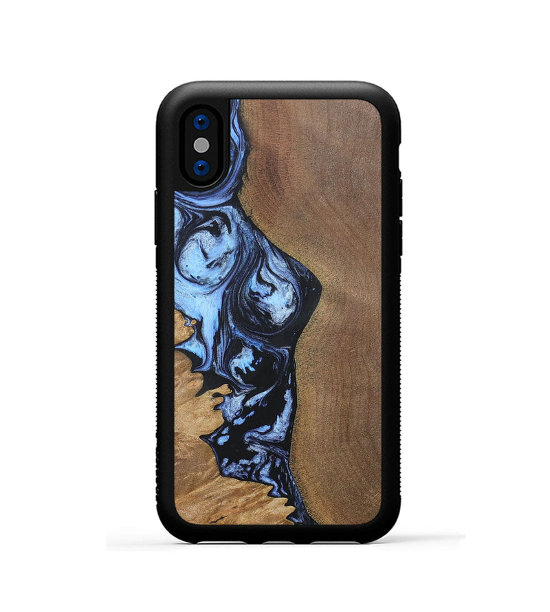 iPhone Xs Wood+Resin Phone Case - Sheena (Blue, 692418)
