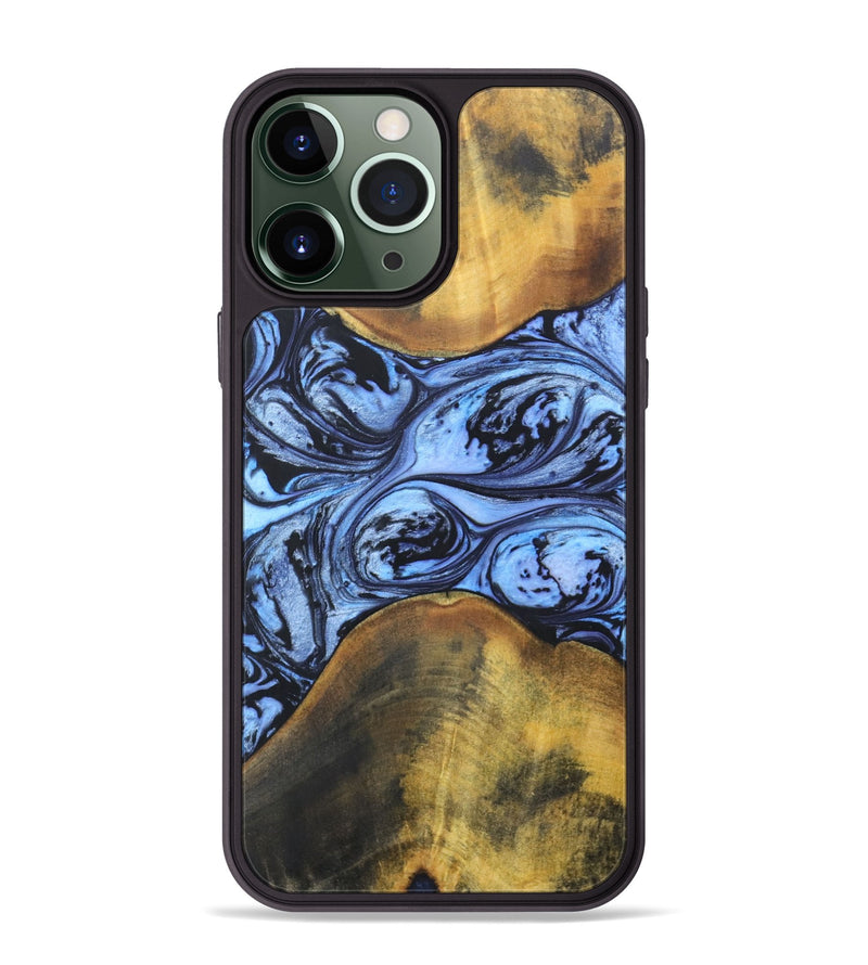 iPhone 13 Pro Max Wood+Resin Phone Case - Addie (Blue, 692419)