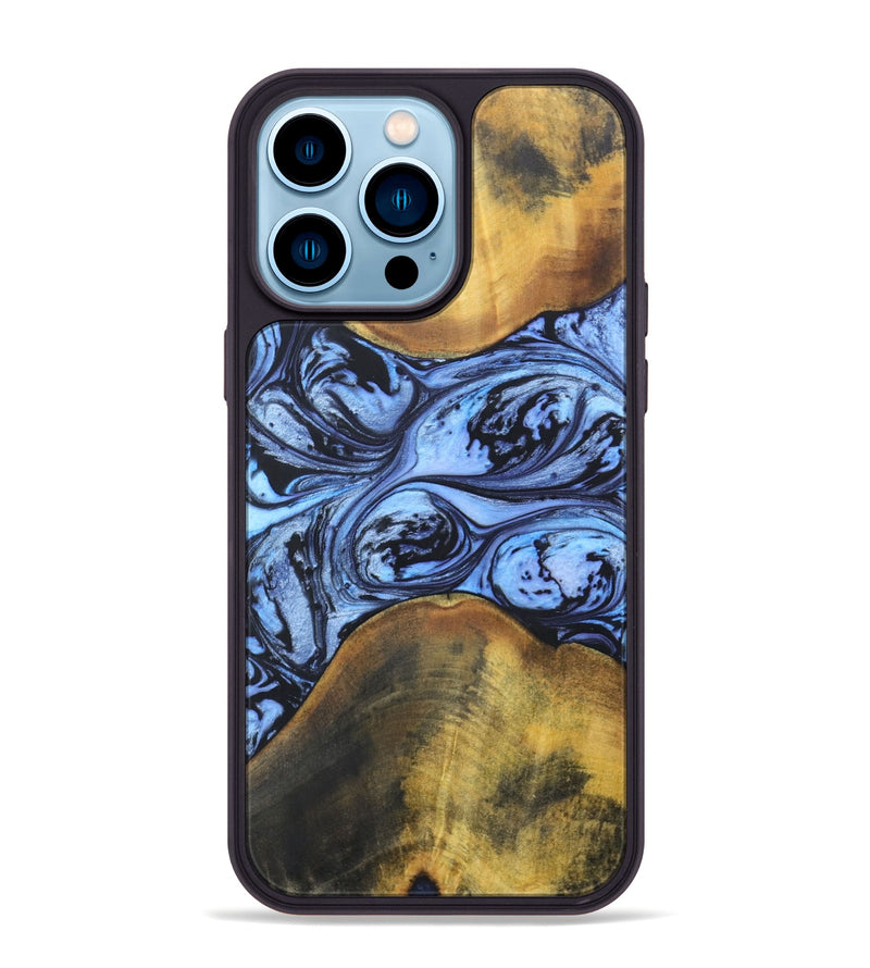 iPhone 14 Pro Max Wood+Resin Phone Case - Addie (Blue, 692419)