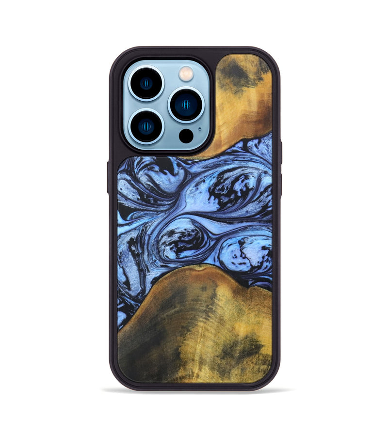 iPhone 14 Pro Wood+Resin Phone Case - Addie (Blue, 692419)