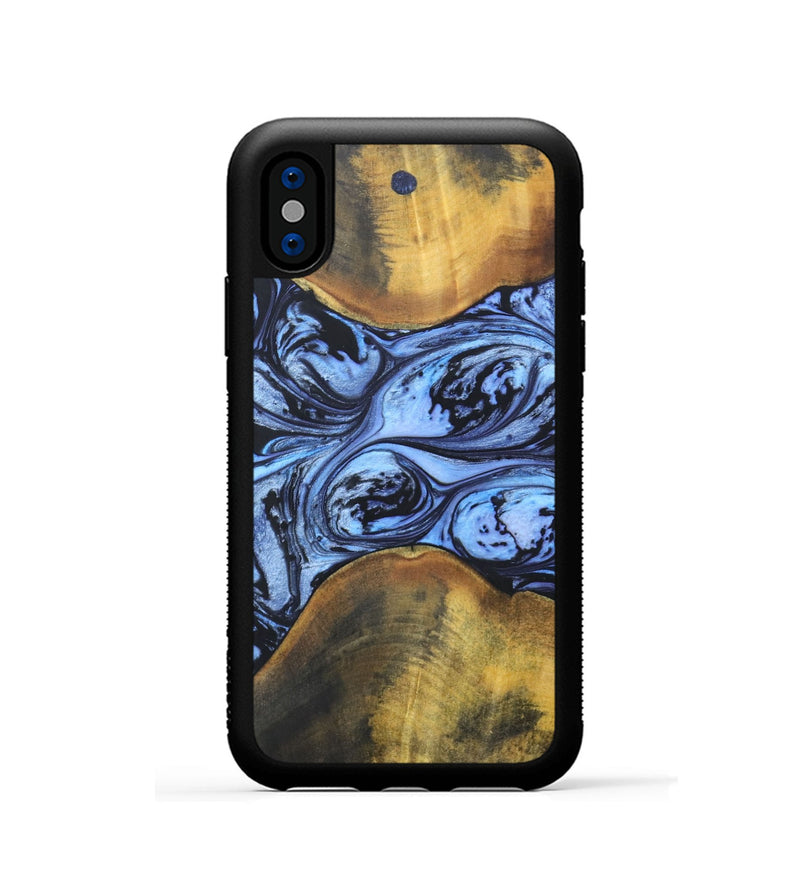 iPhone Xs Wood+Resin Phone Case - Addie (Blue, 692419)