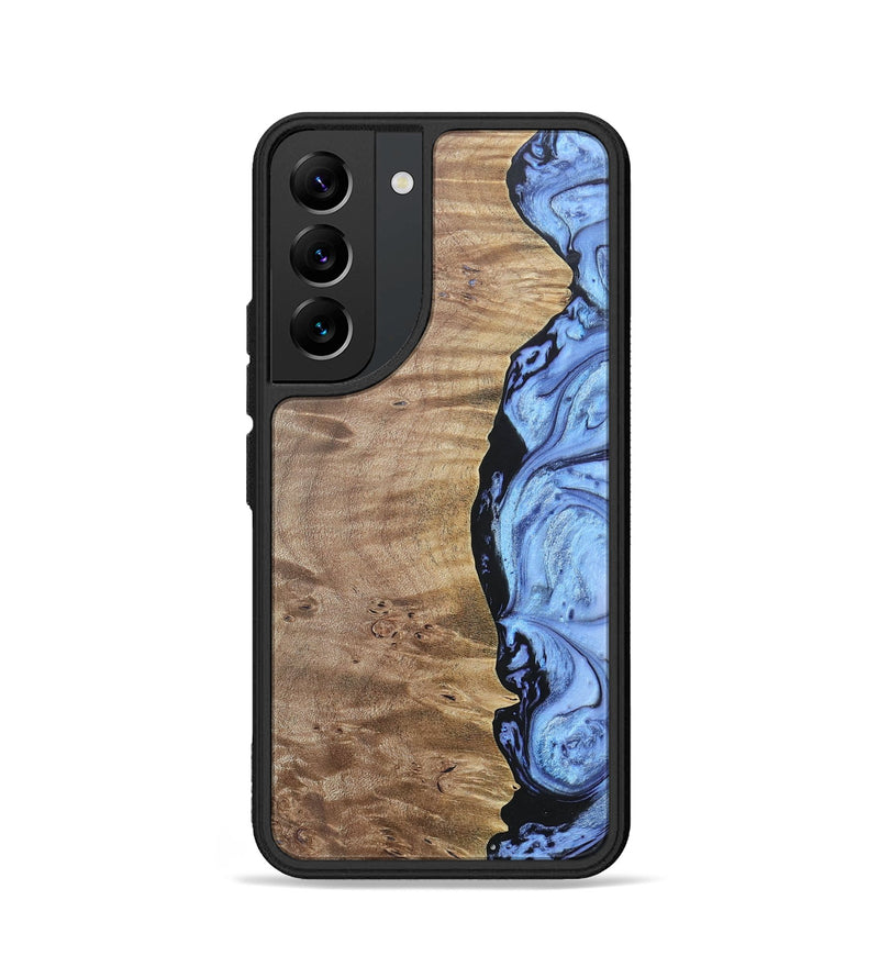 Galaxy S22 Wood+Resin Phone Case - Marquita (Blue, 692420)