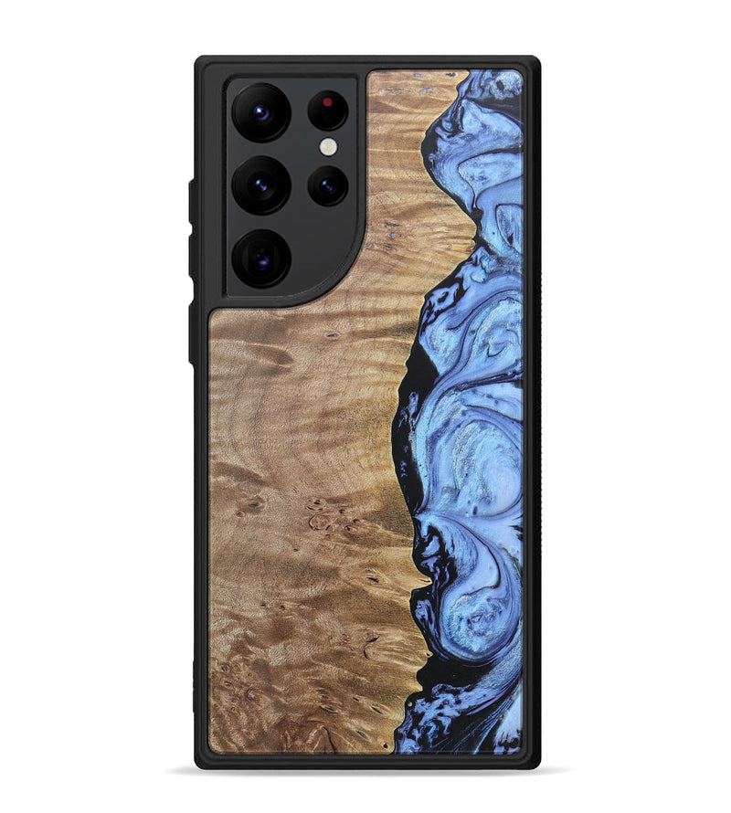 Galaxy S22 Ultra Wood+Resin Phone Case - Marquita (Blue, 692420)