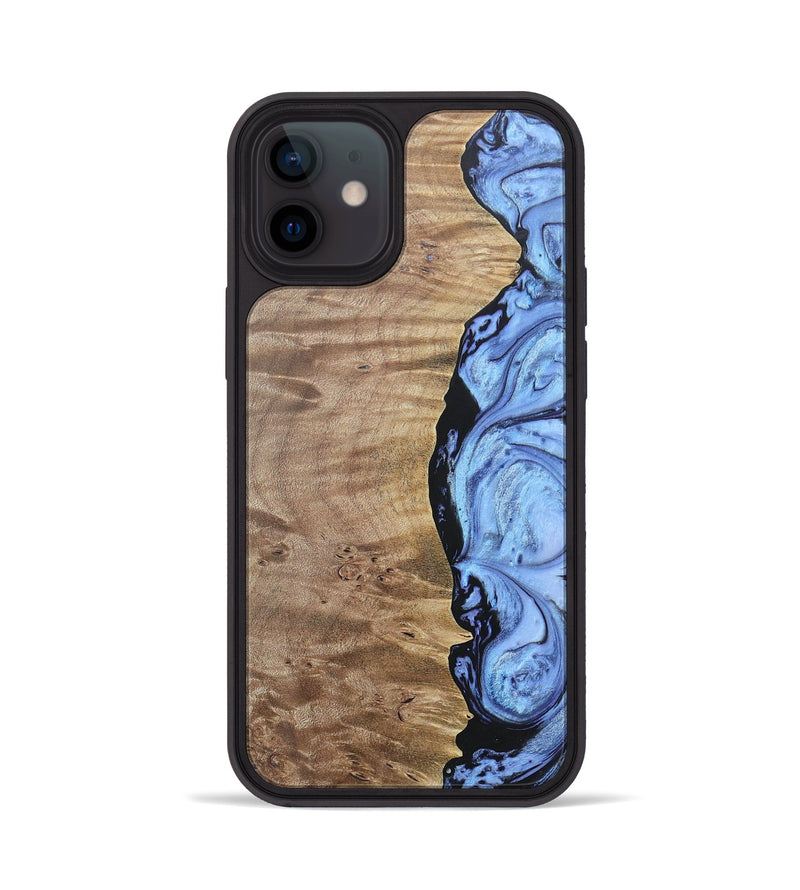 iPhone 12 Wood+Resin Phone Case - Marquita (Blue, 692420)
