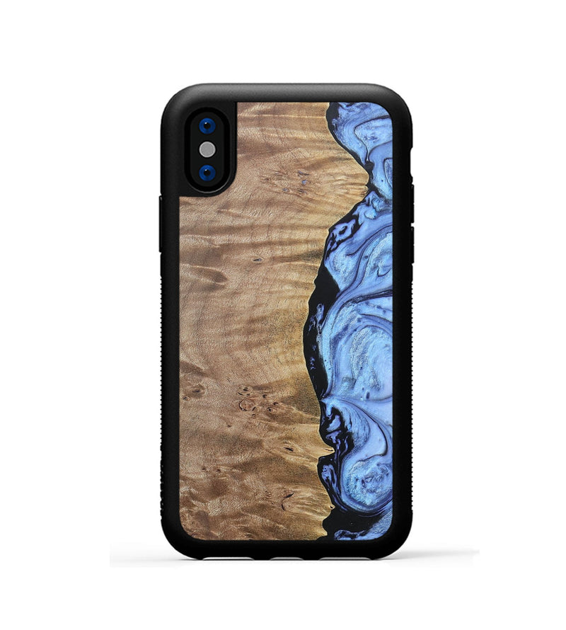 iPhone Xs Wood+Resin Phone Case - Marquita (Blue, 692420)