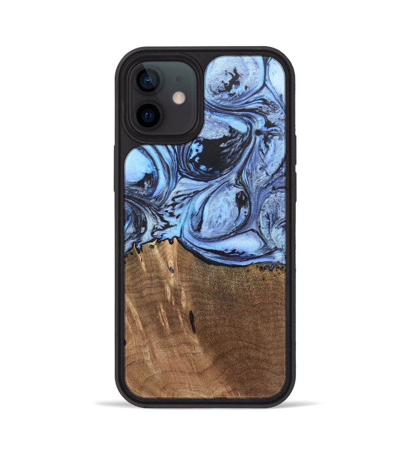 iPhone 12 Wood+Resin Phone Case - Terence (Blue, 692425)
