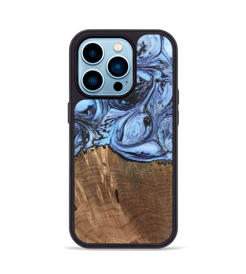 iPhone 14 Pro Wood+Resin Phone Case - Terence (Blue, 692425)
