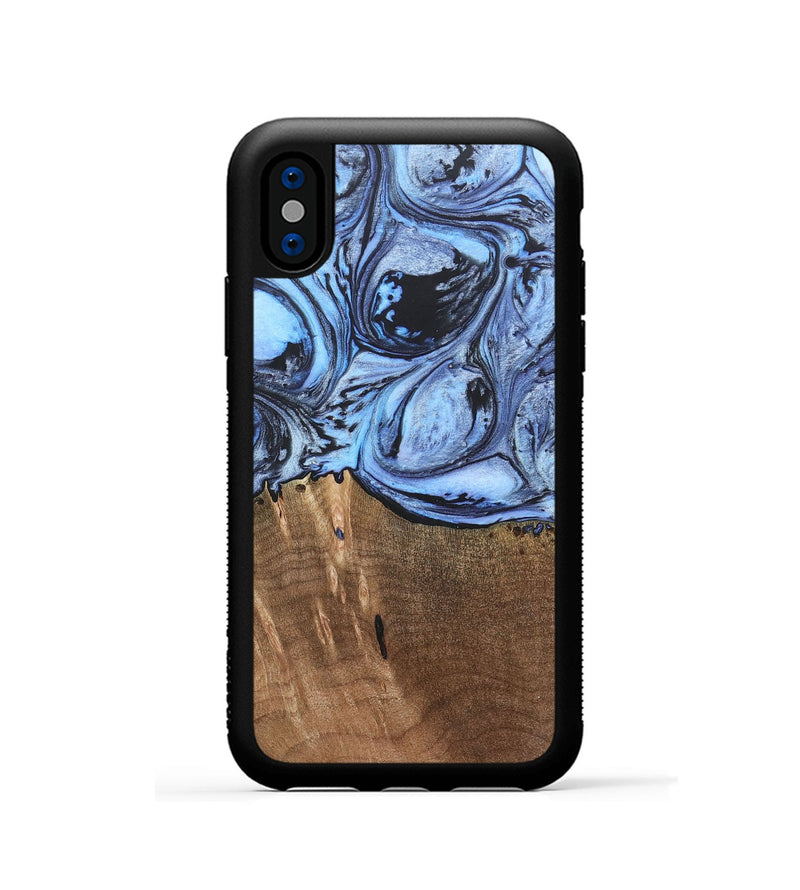 iPhone Xs Wood+Resin Phone Case - Terence (Blue, 692425)