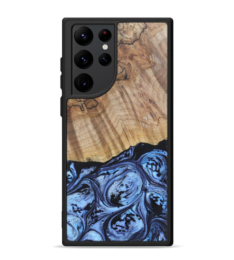 Galaxy S22 Ultra Wood+Resin Phone Case - Jill (Blue, 692428)