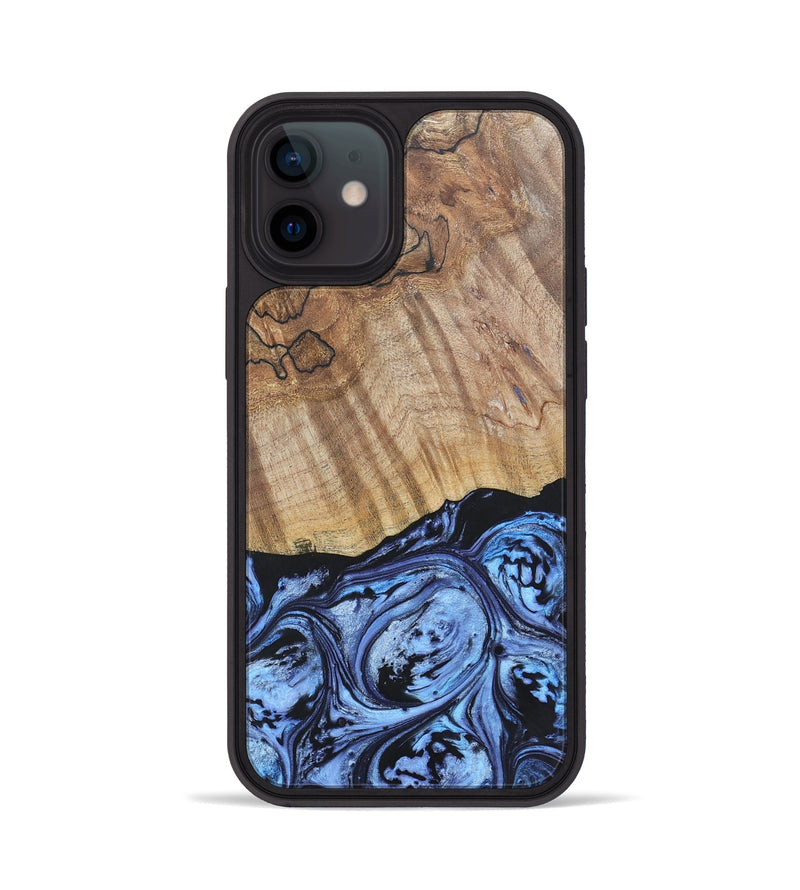 iPhone 12 Wood+Resin Phone Case - Jill (Blue, 692428)