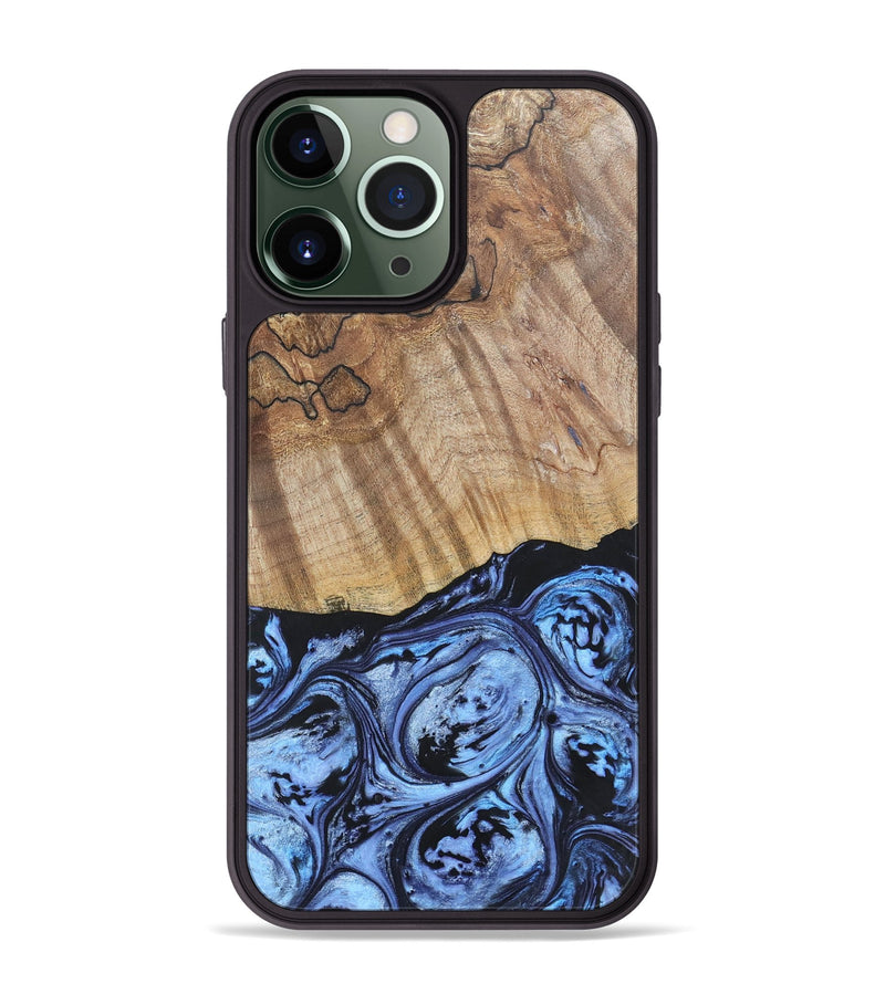 iPhone 13 Pro Max Wood+Resin Phone Case - Jill (Blue, 692428)