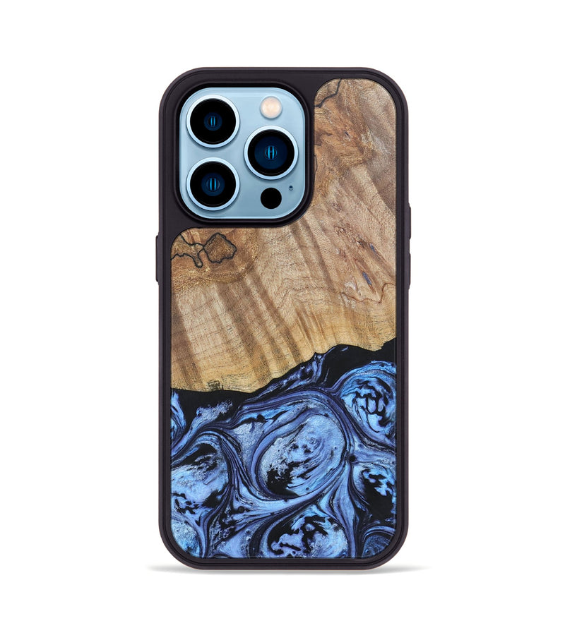 iPhone 14 Pro Wood+Resin Phone Case - Jill (Blue, 692428)