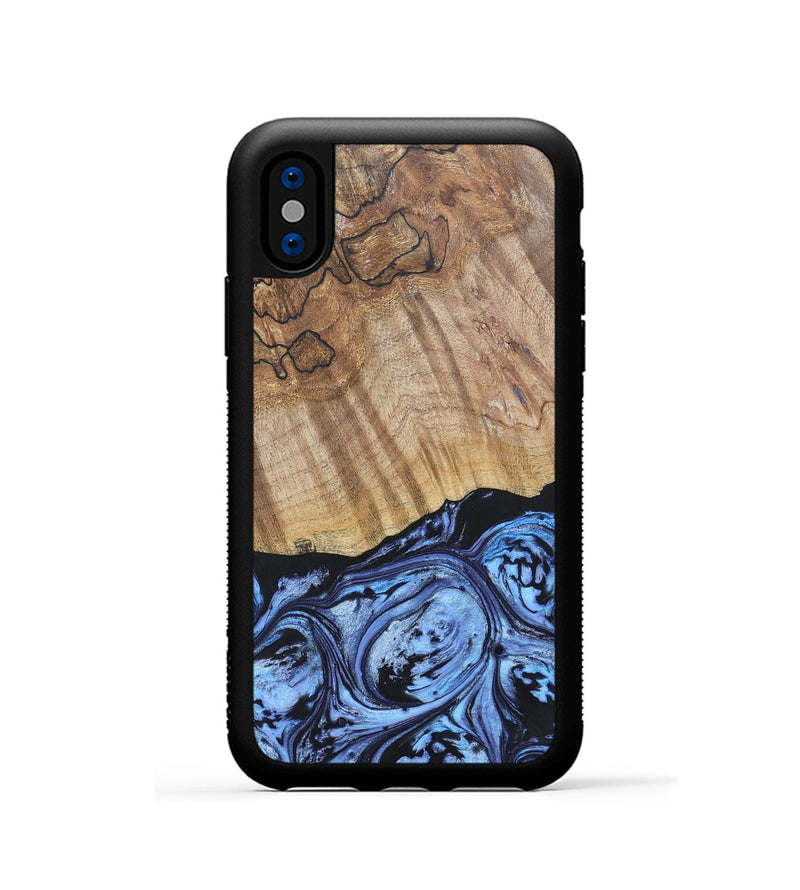 iPhone Xs Wood+Resin Phone Case - Jill (Blue, 692428)