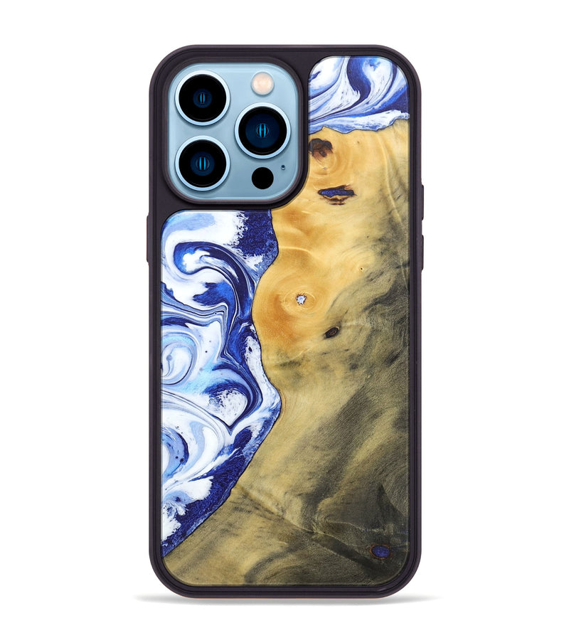 iPhone 14 Pro Max Wood+Resin Phone Case - Leonel (Blue, 692440)