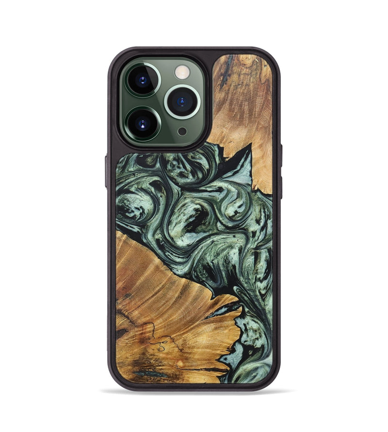iPhone 13 Pro Wood+Resin Phone Case - Donnie (Green, 692449)