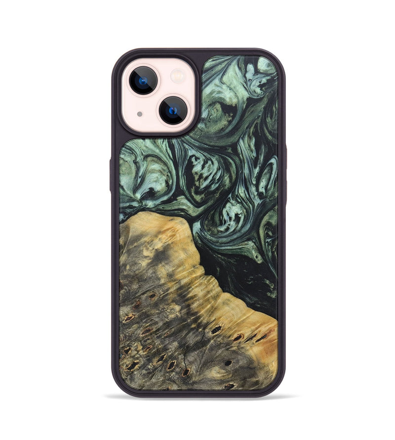 iPhone 14 Wood+Resin Phone Case - Jameson (Green, 692452)