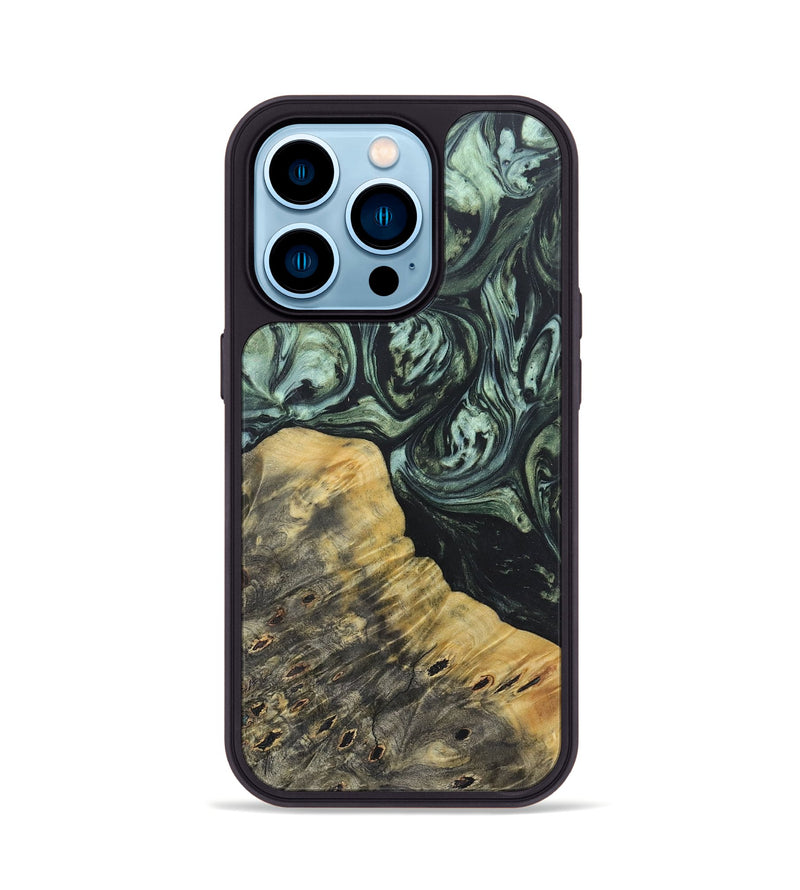 iPhone 14 Pro Wood+Resin Phone Case - Jameson (Green, 692452)