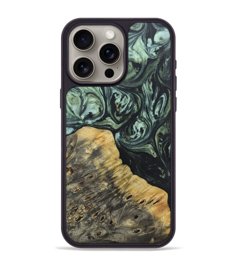 iPhone 15 Pro Max Wood+Resin Phone Case - Jameson (Green, 692452)