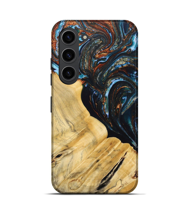 Galaxy S23 Wood+Resin Live Edge Phone Case - Antonio (Teal & Gold, 692520)