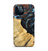 iPhone 12 Pro Wood+Resin Live Edge Phone Case - Antonio (Teal & Gold, 692520)