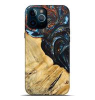 iPhone 12 Pro Max Wood+Resin Live Edge Phone Case - Antonio (Teal & Gold, 692520)