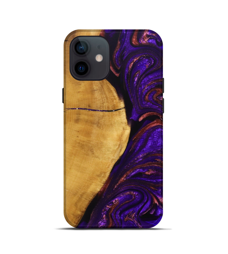 iPhone 12 mini Wood+Resin Live Edge Phone Case - Kason (Purple, 692525)