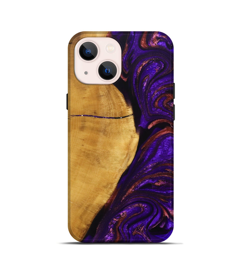 iPhone 13 mini Wood+Resin Live Edge Phone Case - Kason (Purple, 692525)