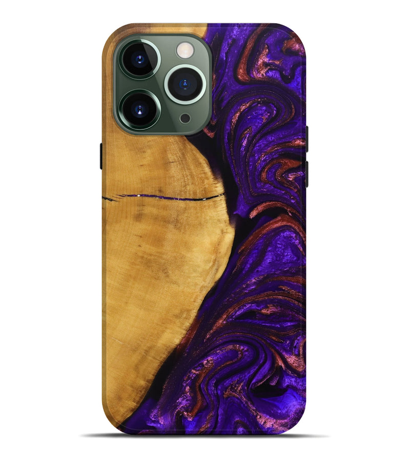 iPhone 13 Pro Max Wood+Resin Live Edge Phone Case - Kason (Purple, 692525)