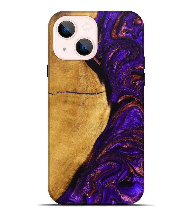 iPhone 14 Plus Wood+Resin Live Edge Phone Case - Kason (Purple, 692525)