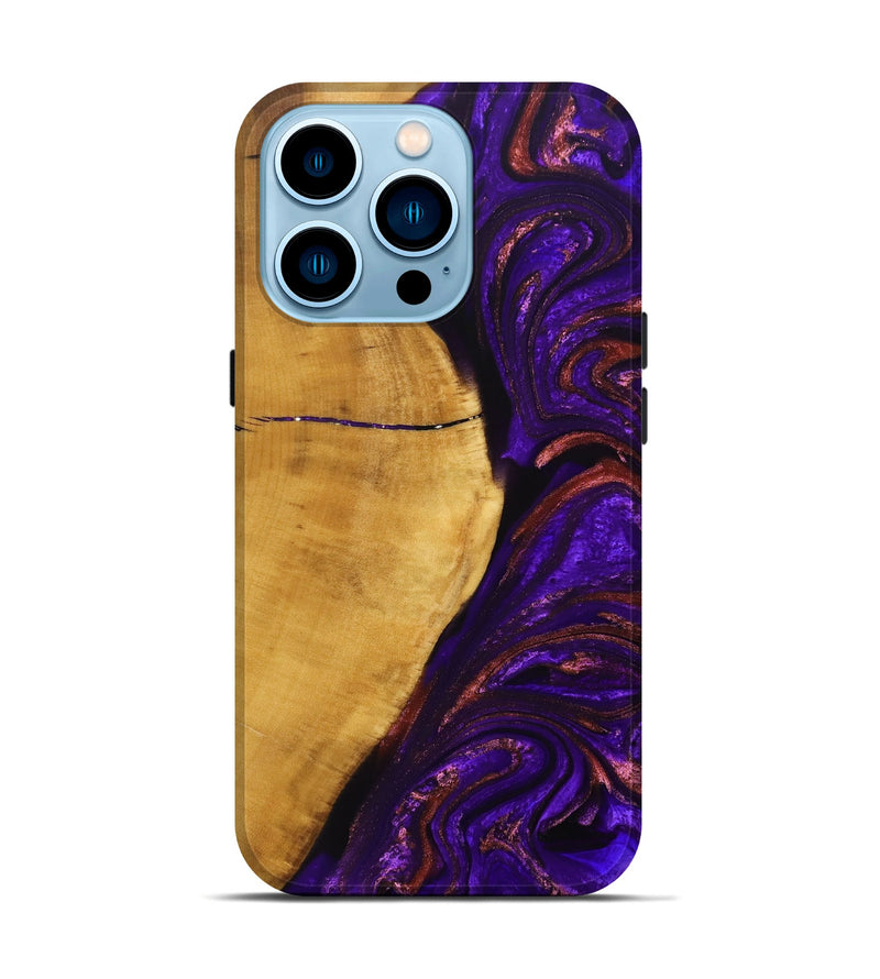 iPhone 14 Pro Wood+Resin Live Edge Phone Case - Kason (Purple, 692525)
