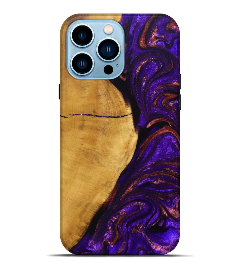 iPhone 14 Pro Max Wood+Resin Live Edge Phone Case - Kason (Purple, 692525)