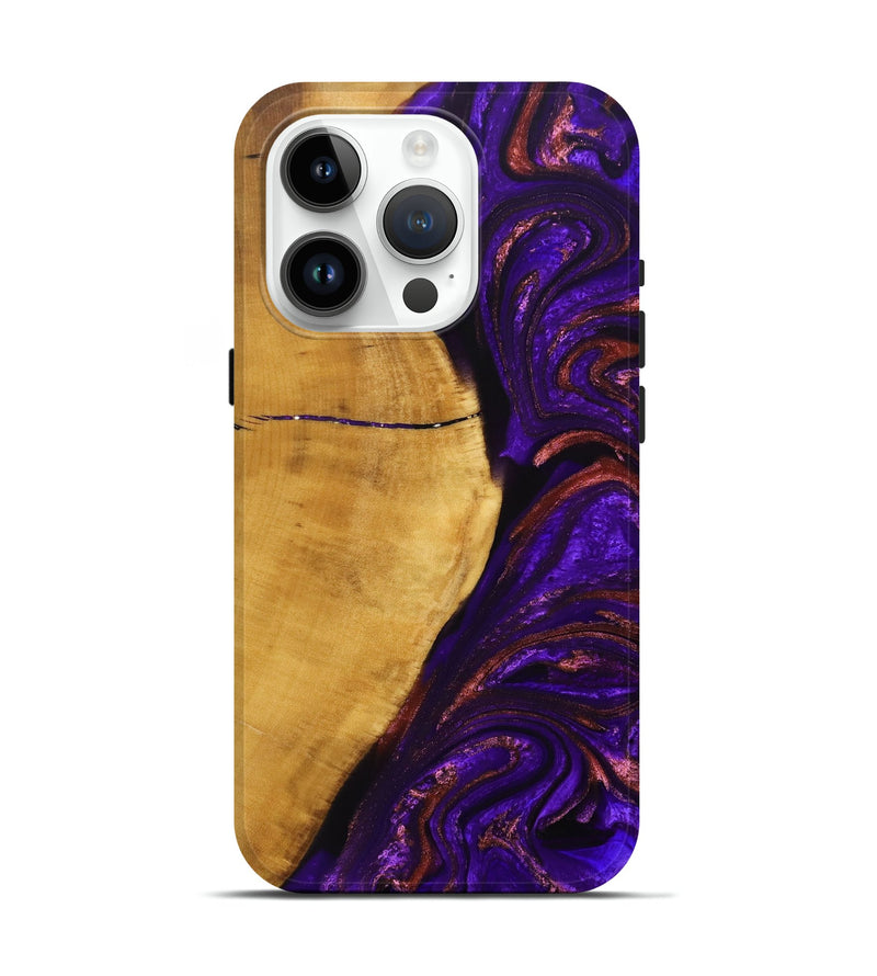 iPhone 15 Pro Wood+Resin Live Edge Phone Case - Kason (Purple, 692525)