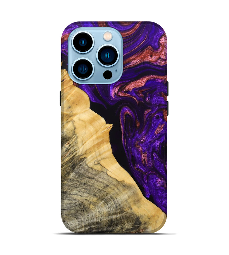 iPhone 14 Pro Wood+Resin Live Edge Phone Case - Brandon (Purple, 692529)