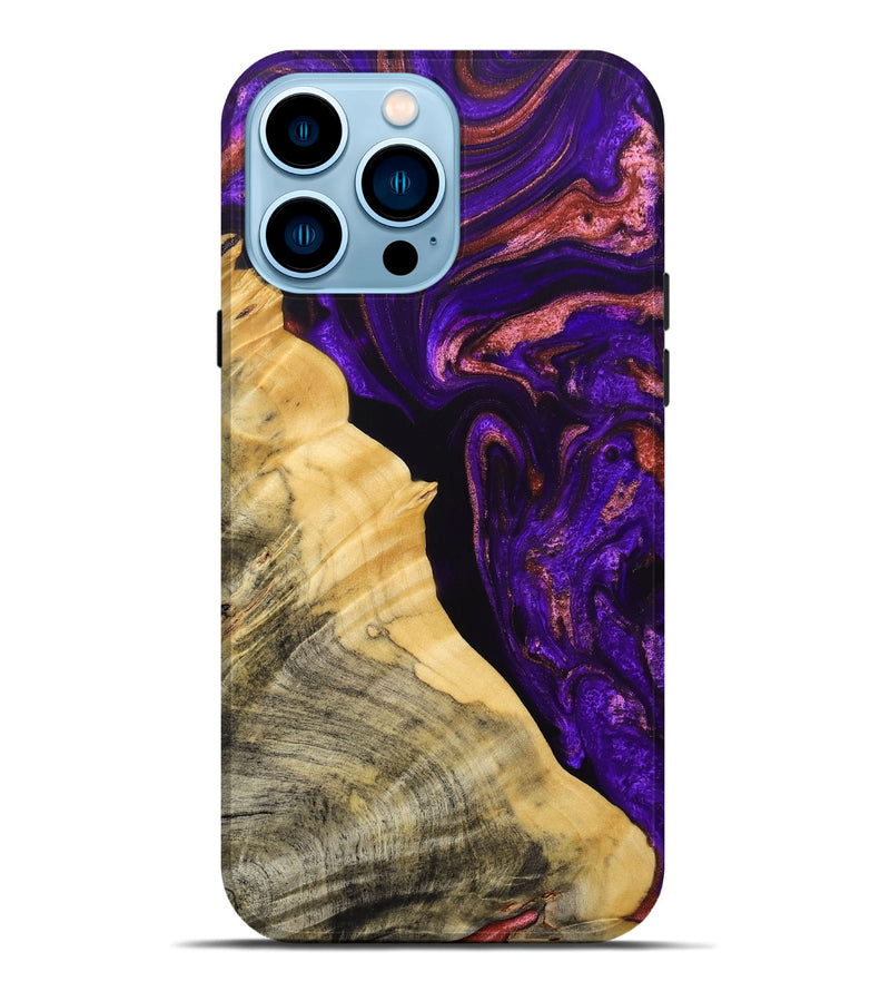 iPhone 14 Pro Max Wood+Resin Live Edge Phone Case - Brandon (Purple, 692529)