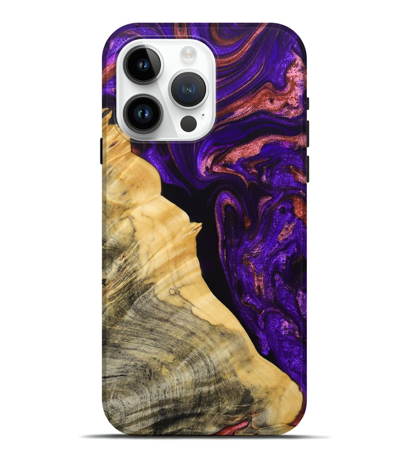 iPhone 15 Pro Max Wood+Resin Live Edge Phone Case - Brandon (Purple, 692529)
